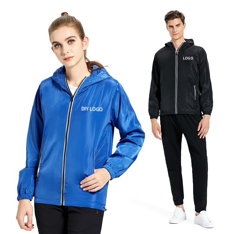 Professional custom Activity advertising windbreaker jackets polyester men's jackets with hood
