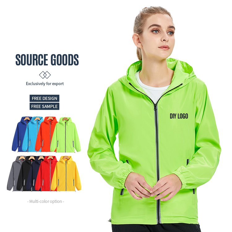 Professional custom Activity advertising windbreaker jackets polyester men's jackets with hood