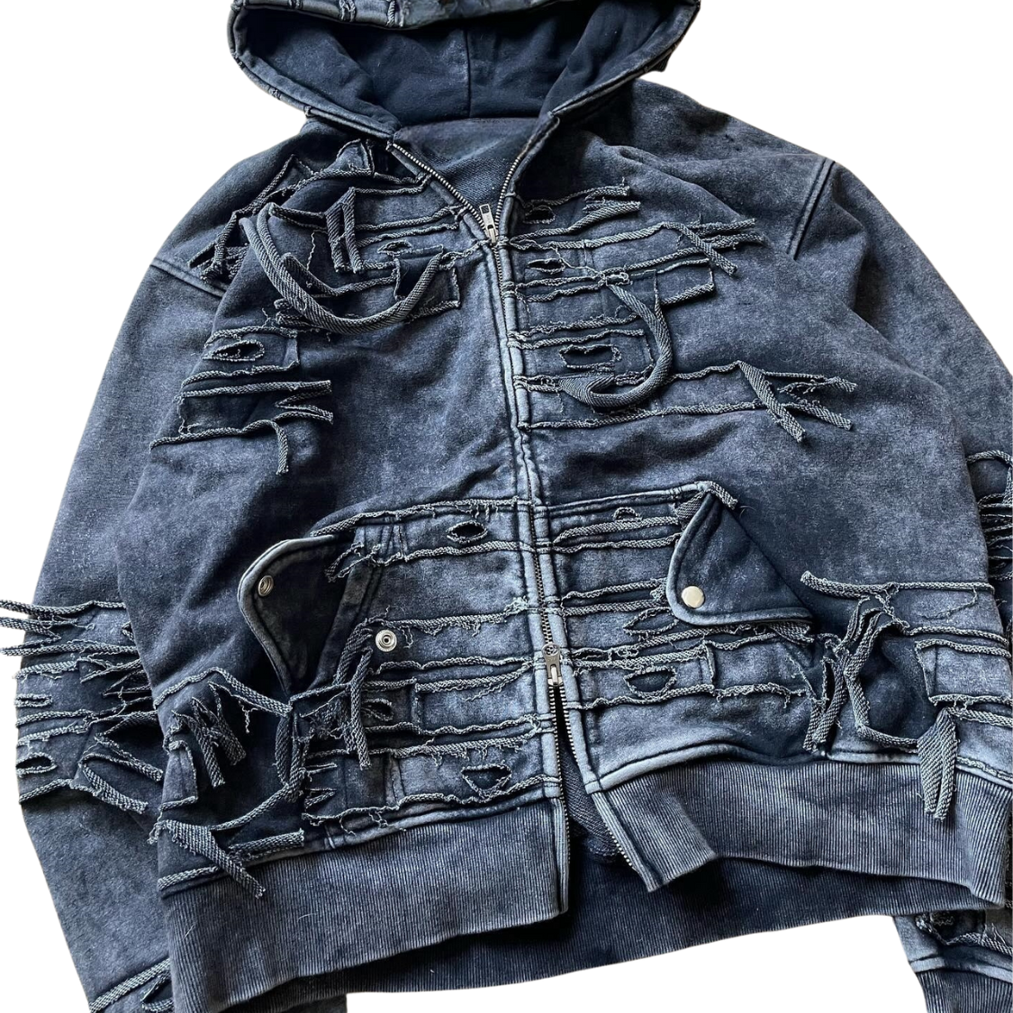 SENSE Customized vintage patchwork old men's denim hooded jacket
