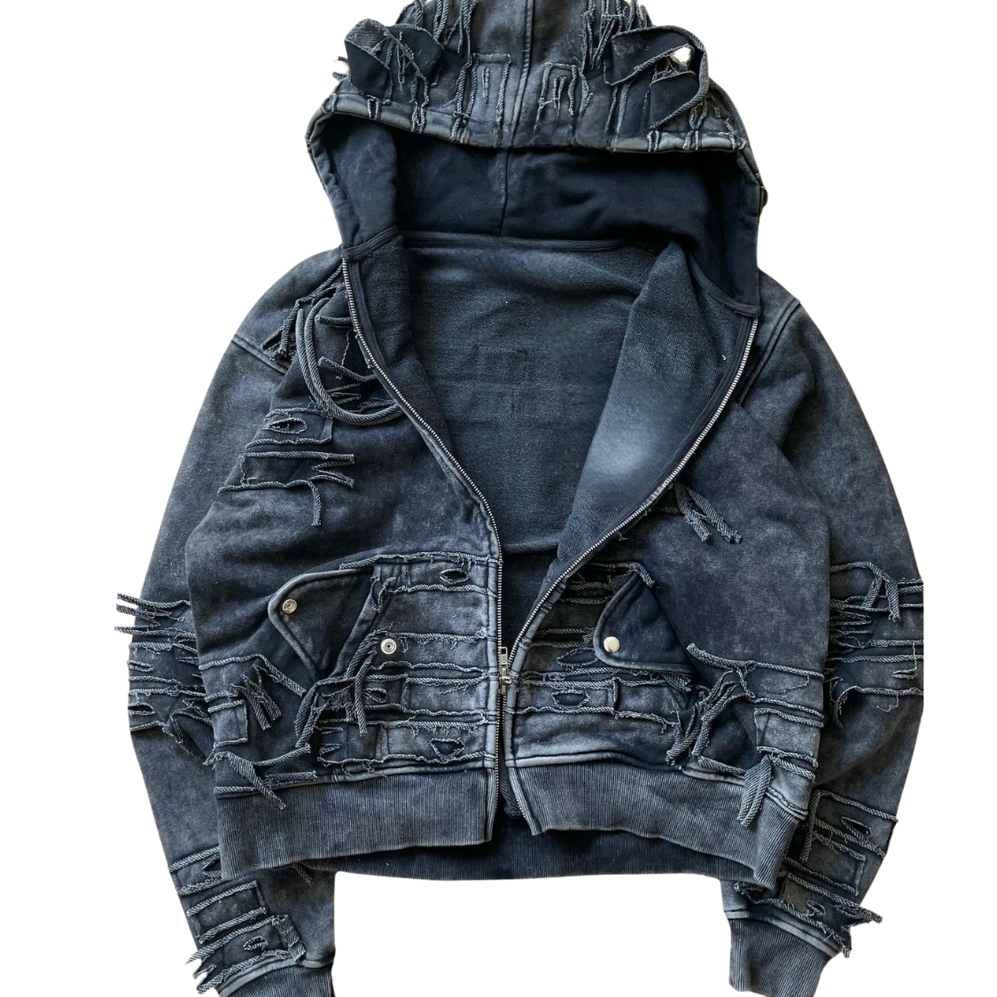 SENSE Customized vintage patchwork old men's denim hooded jacket