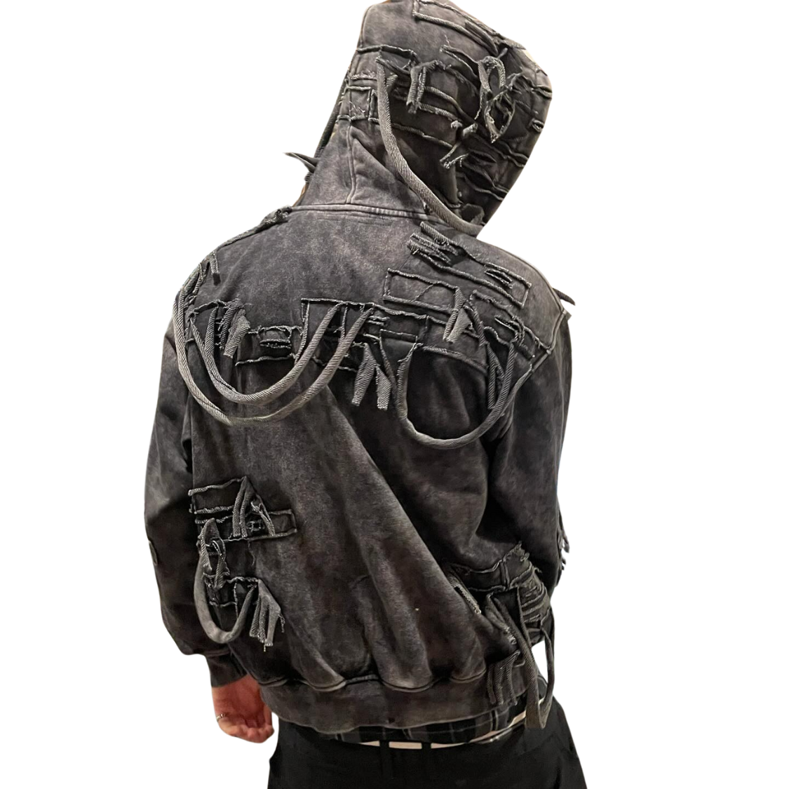 SENSE Customized vintage patchwork old men's denim hooded jacket