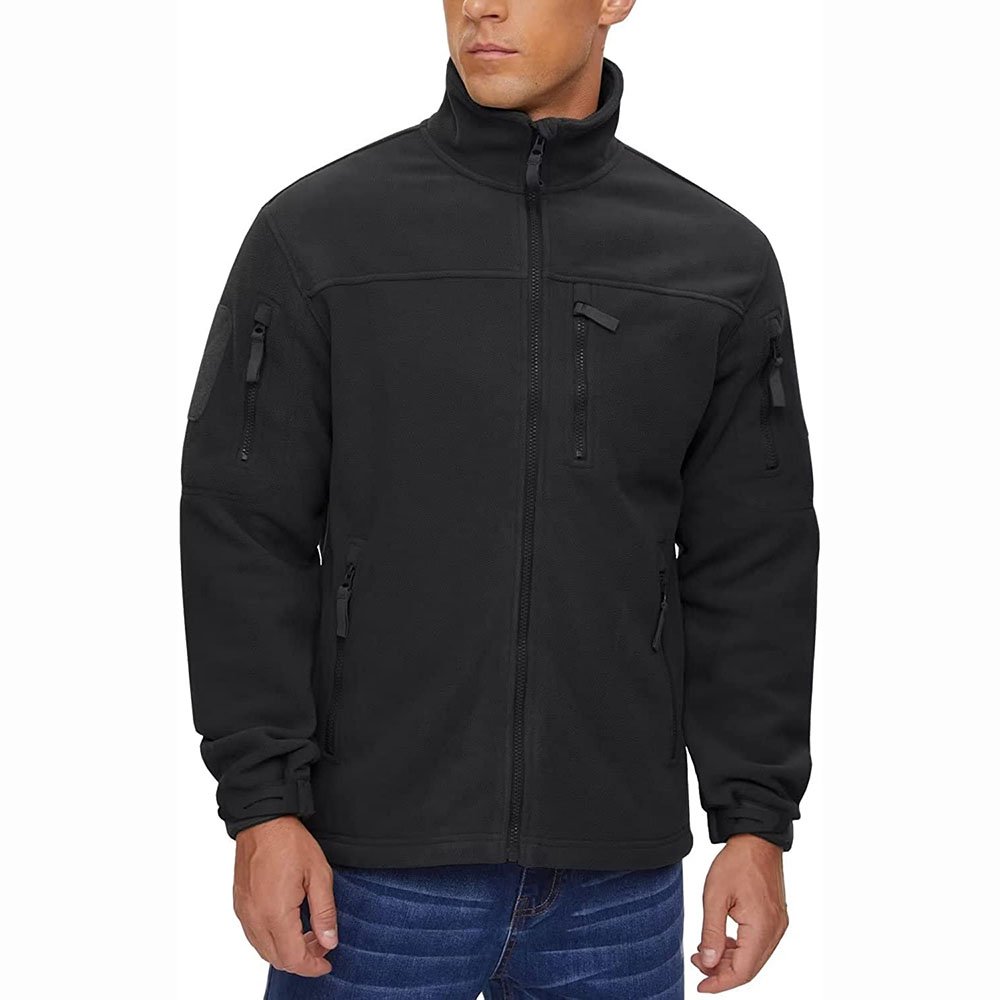Custom Men's Outdoor Jacket Winter Full Zip Warm Polar Fleece Jackets Casual Stand Collar Windproof Coats