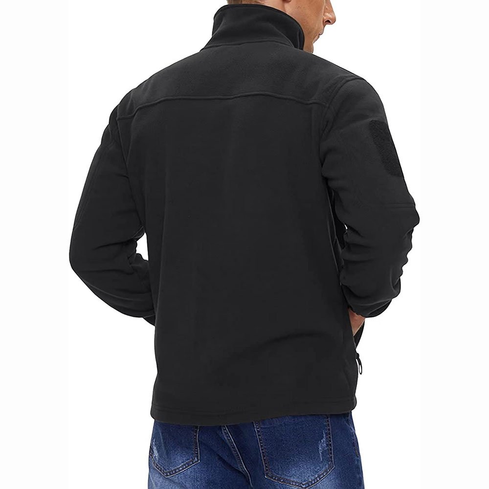 Custom Men's Outdoor Jacket Winter Full Zip Warm Polar Fleece Jackets Casual Stand Collar Windproof Coats