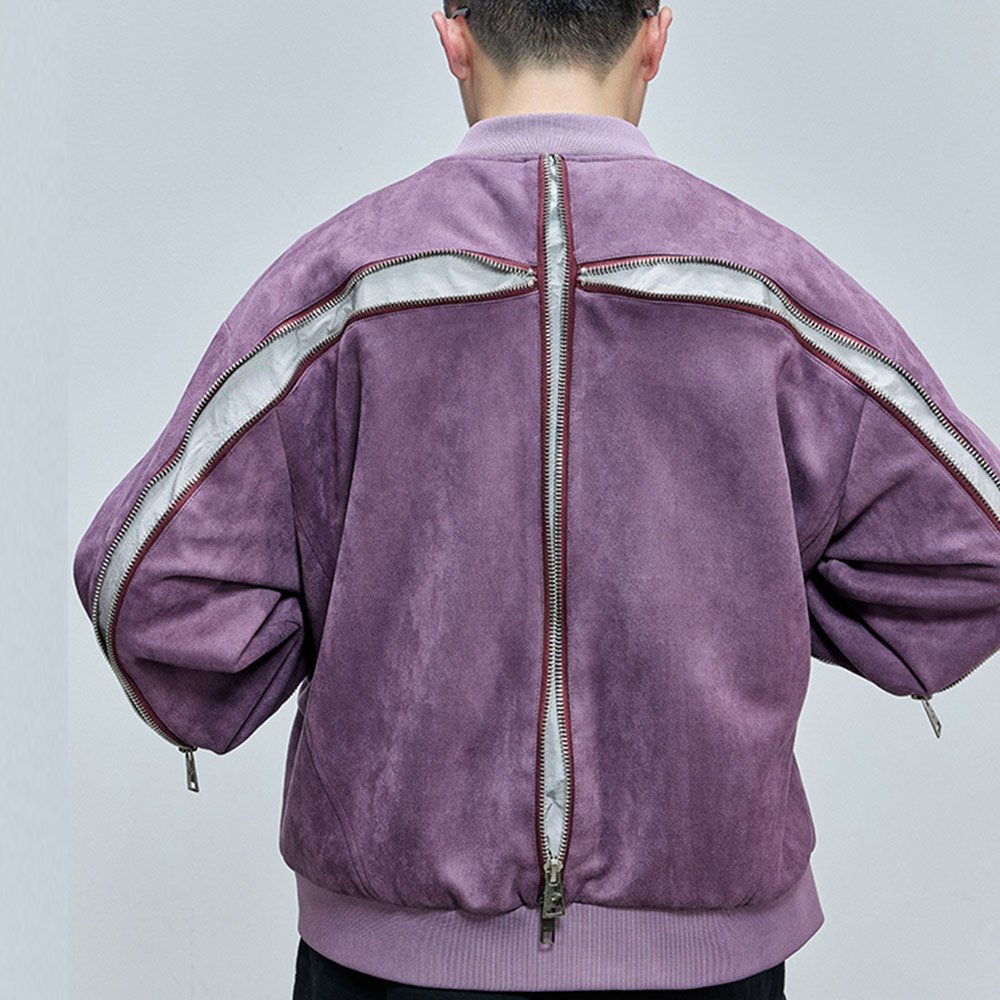 High Quality Custom Cargo Pocket jackets Brand Streetwear Zipper jackets boxy Heavy Premium distressed casual suede jacket