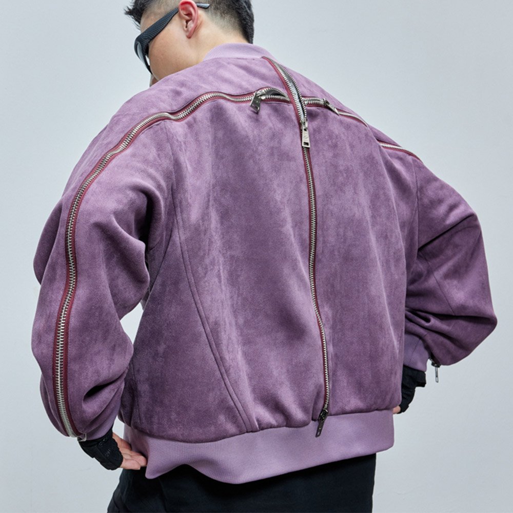 High Quality Custom Cargo Pocket jackets Brand Streetwear Zipper jackets boxy Heavy Premium distressed casual suede jacket