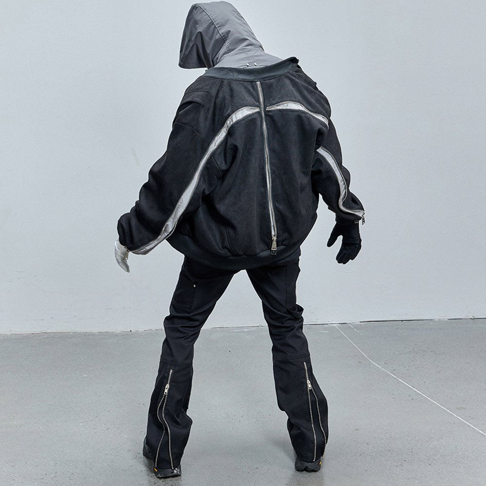High Quality Custom Cargo Pocket jackets Brand Streetwear Zipper jackets boxy Heavy Premium distressed casual suede jacket