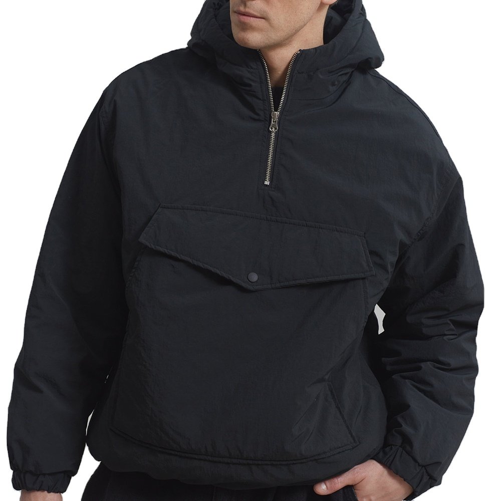 Custom Logo Fashion Design Exaggerated Front Flap Pocket Half-Zip Windbreaker Jacket Oversized Outdoor Men's Jacket