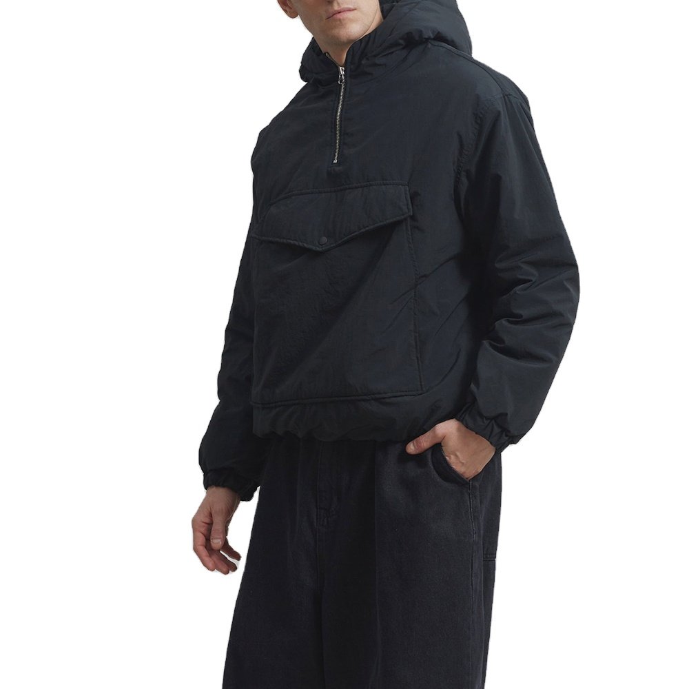 Custom Logo Fashion Design Exaggerated Front Flap Pocket Half-Zip Windbreaker Jacket Oversized Outdoor Men's Jacket