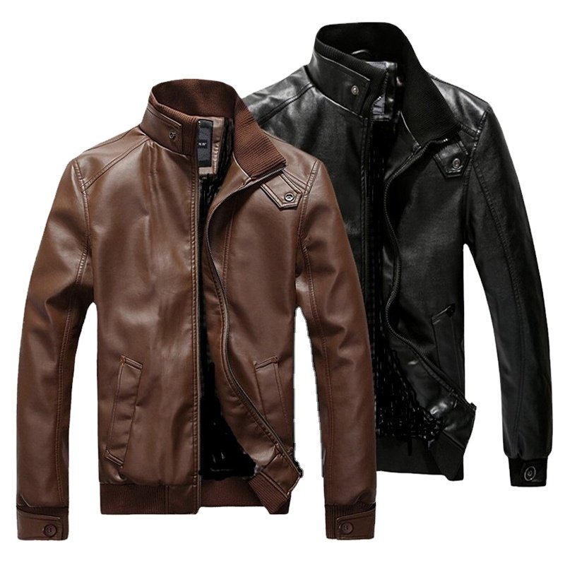 Classic Style US Sizes Sports Unisex Universal Motorcycle Leather Blazer Coat Stand Collar Custom Leather Jacket For Men
