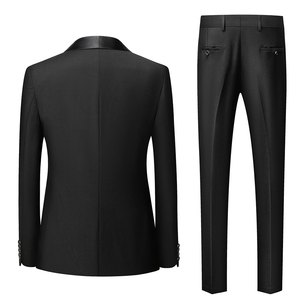 D0829ME40 Single Button Groom Suit Men Business Wedding Party Jacket Trousers Waistcoat 3 Pieces Set Sehe Fashion
