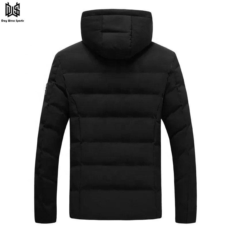 Customized Logo Printed Men's Puffer Jacket Lightweight Full Sleeves Front Pocket Polyester Material Comfortable Regular Length
