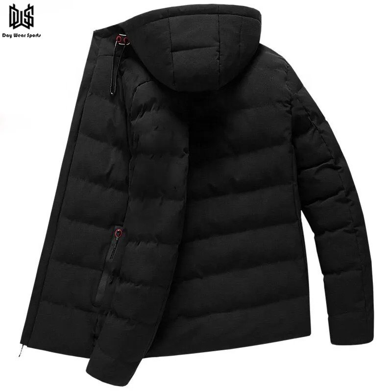 Customized Logo Printed Men's Puffer Jacket Lightweight Full Sleeves Front Pocket Polyester Material Comfortable Regular Length
