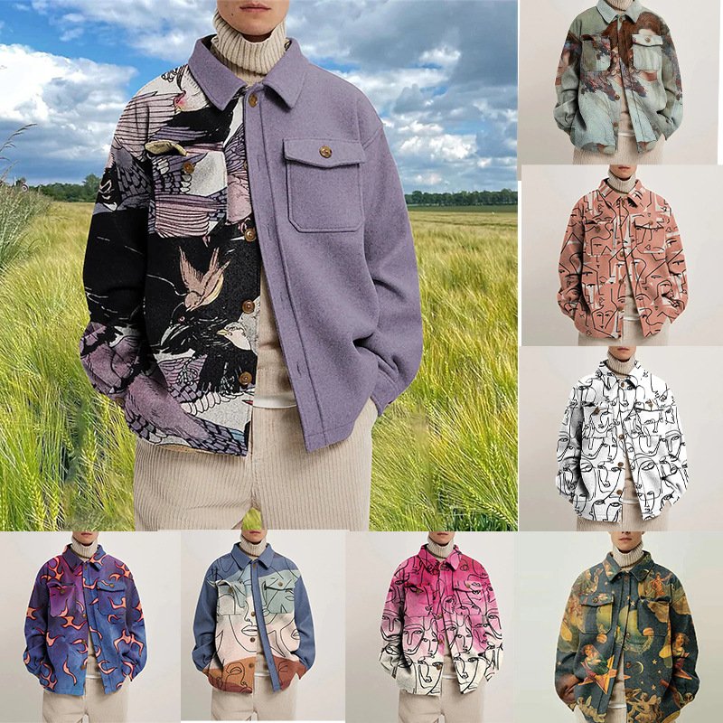 OEM Manufacturer Men Clothing Custom Men's Coats Casual Fashion Jacket Color 3D Printed Unisex Top Men's Jacket 2023