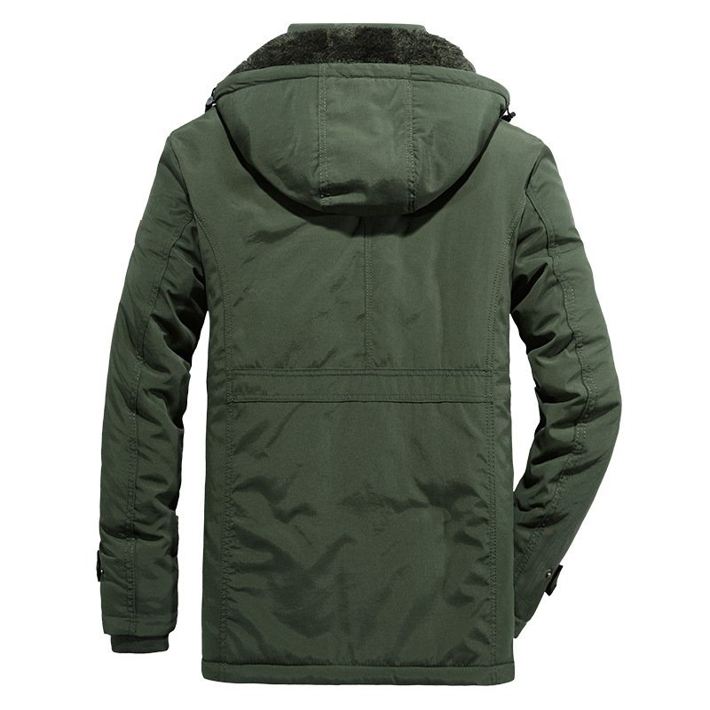 Mid-length Winter Jacket Men Detachable Hooded Velvet Thickened Windbreaker Jacket Casual Warm Parka Outdoor Casual Charge Coat