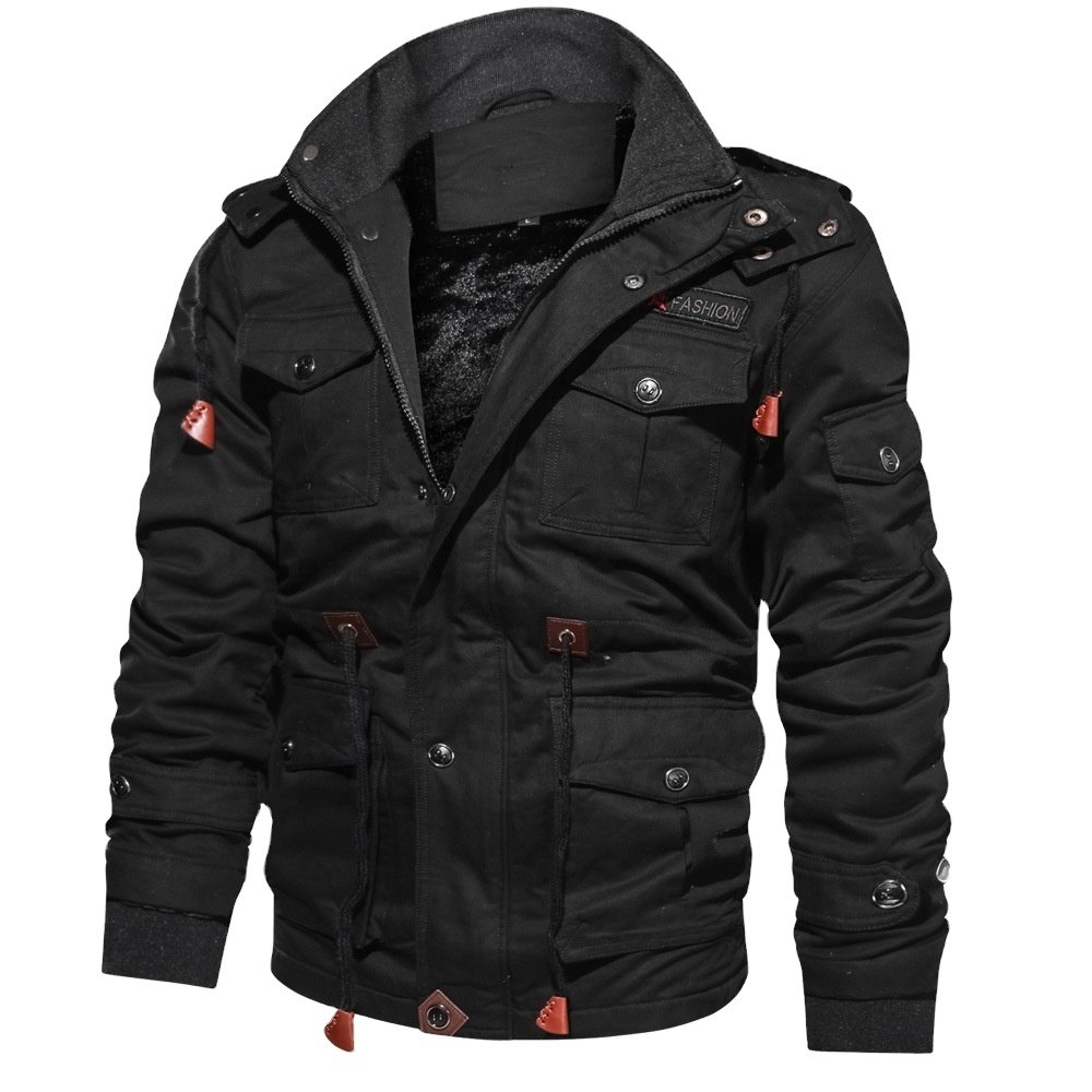 High Quality Men's Winter Outerwear Windproof Waterproof Jacket with Zipper Closure Breathable Thicken Coat Knitted Fabric