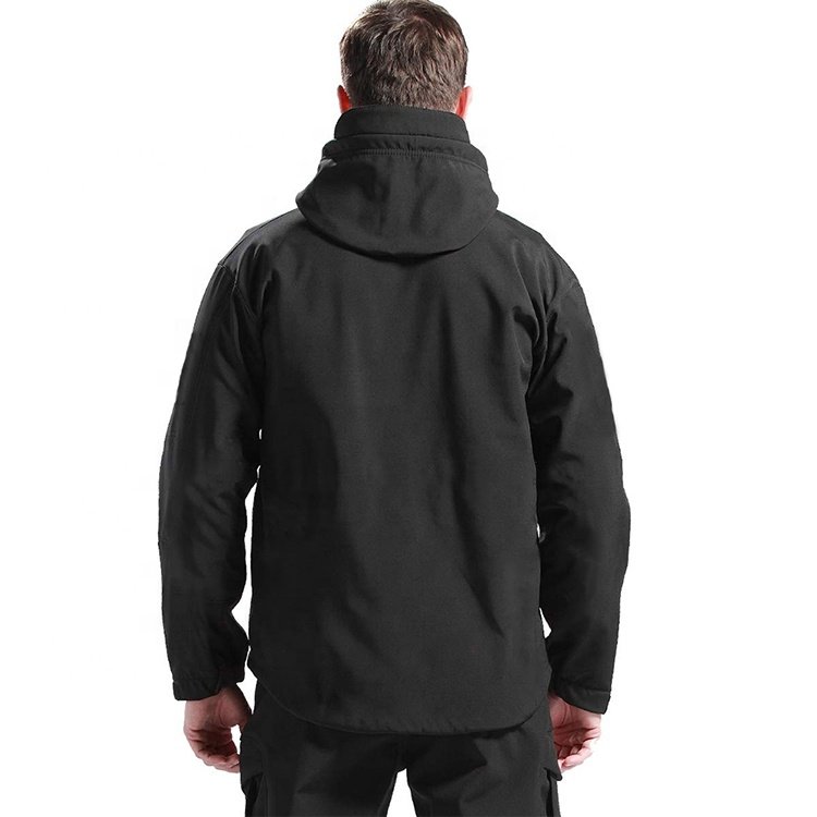 Softshell Jacket with Hood Cheap Men's Water Resistant Windproof Sport Black Stand Men Polyester Woven Outdoor 100% Polyester