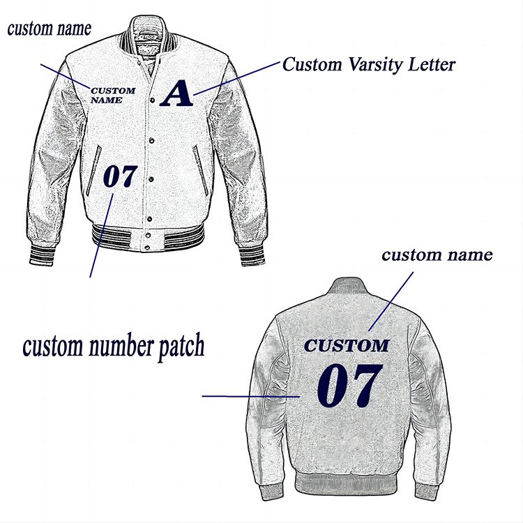 Custom Logo Double Sleeve Black Leather Baseball Plus Size Men Varsity Jacket