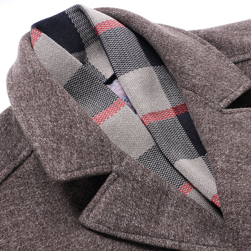 Manufacturers direct selling middle-aged men's thickened scarf collar wool wool coat in the long men's cross-border explosive co