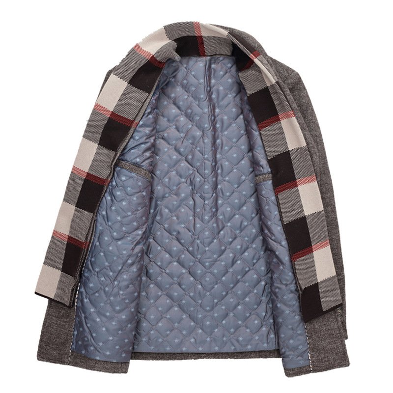 Manufacturers direct selling middle-aged men's thickened scarf collar wool wool coat in the long men's cross-border explosive co
