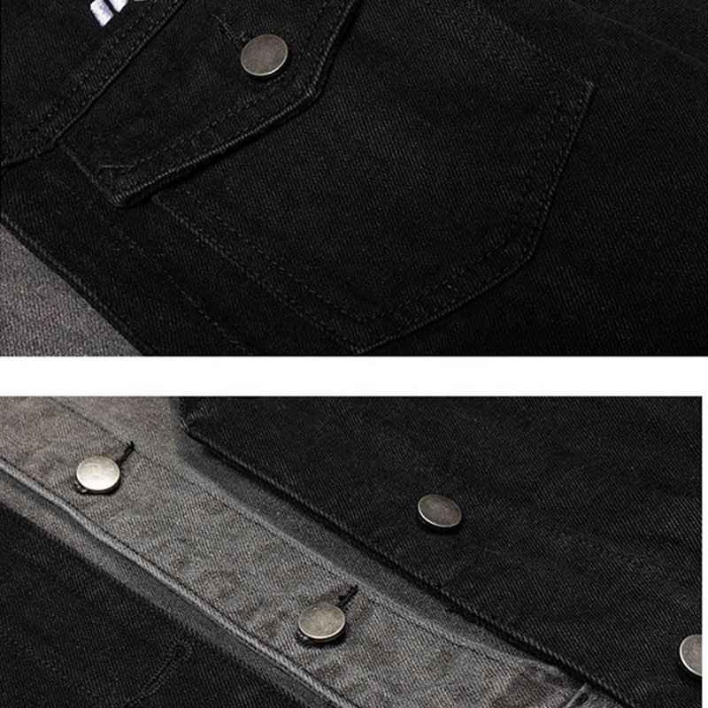 Custom designer black denim jacket men demin jeans jacket custom denim jeans and jackets for men