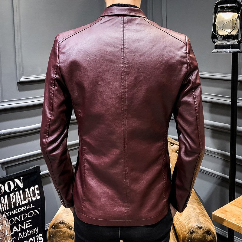 plus size men's jackets Men's PU Leather Wind Breaker Jacket Slim Fit Biker Coat with Fashion Plus Size Men's Coat