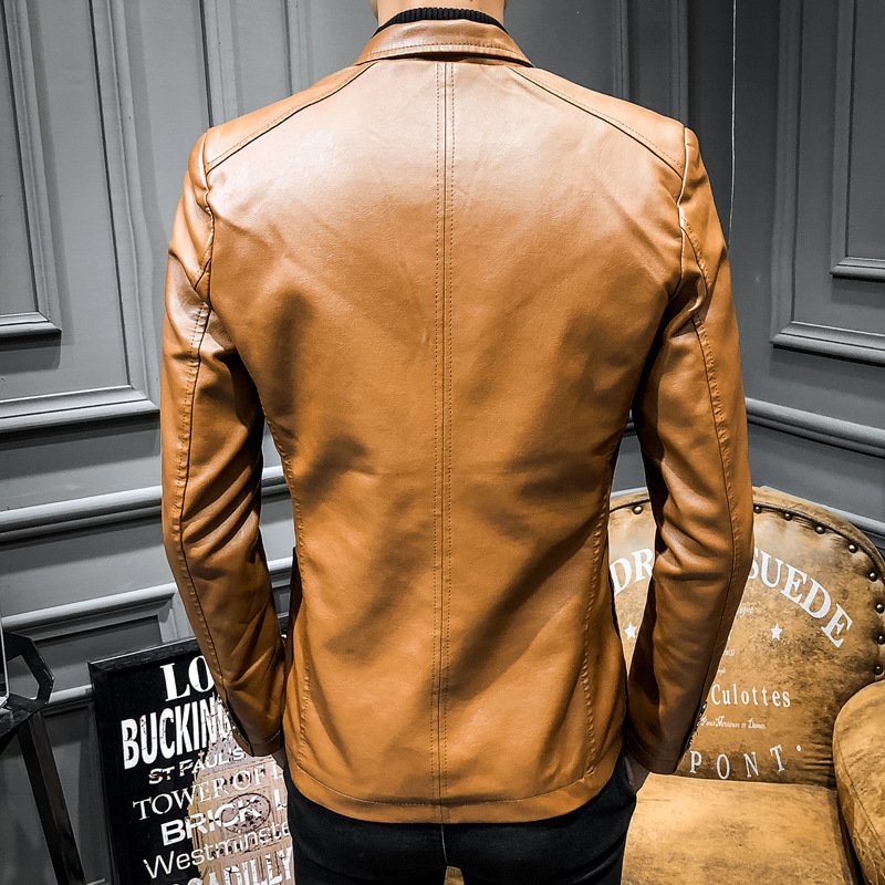 plus size men's jackets Men's PU Leather Wind Breaker Jacket Slim Fit Biker Coat with Fashion Plus Size Men's Coat