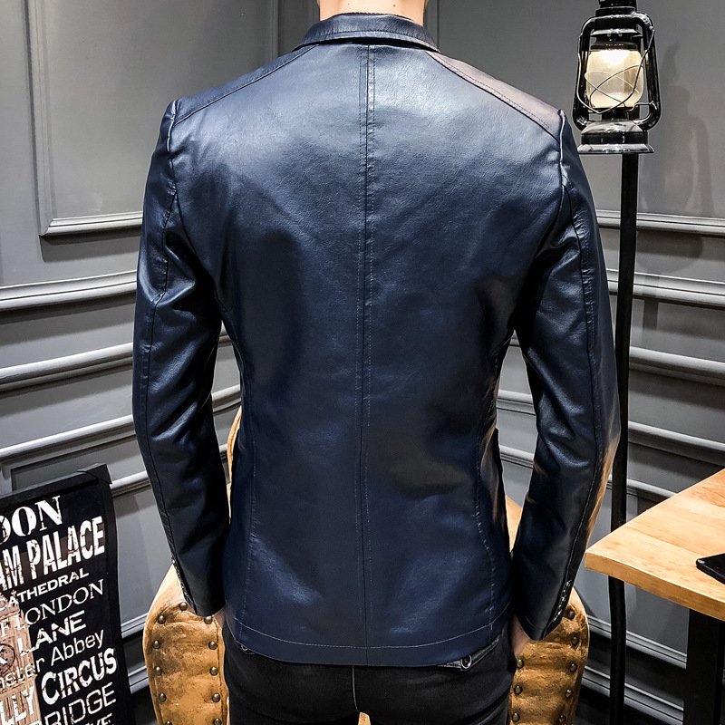 plus size men's jackets Men's PU Leather Wind Breaker Jacket Slim Fit Biker Coat with Fashion Plus Size Men's Coat