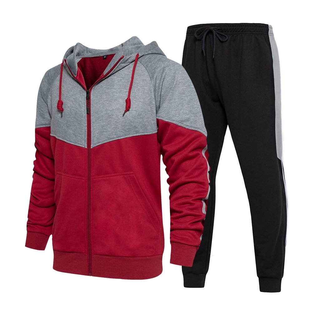 Top Quality Custom Zip-up Track Jacket + Jogger 2-pieces Sweatsuit for Men