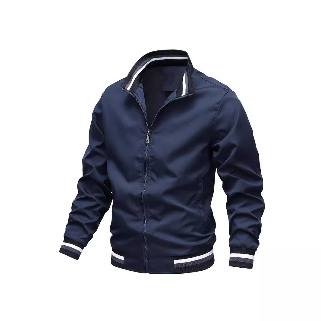 Men's casual fashion trench jacket can be custom embroidered ironed logo of high quality men's jackets