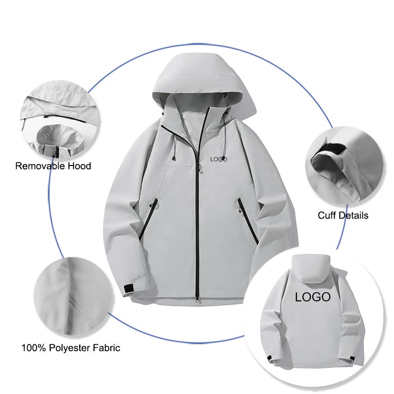 Unisex Custom Logo Windproof and Waterproof Outdoor Jacket with Breathable Mesh Lining Inside Fast Shipping Outdoor Jackets