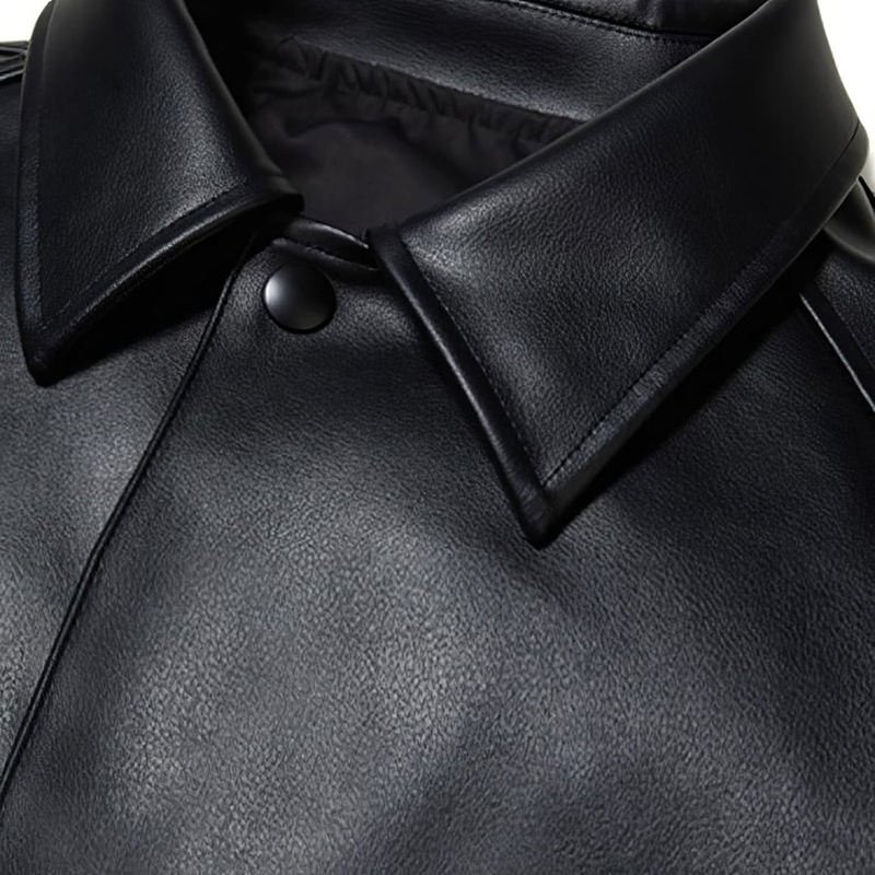 Custom Pu Leather Streetwear Mens Black Leather Jacket Vintage Street Style Oversized Custom Jacket