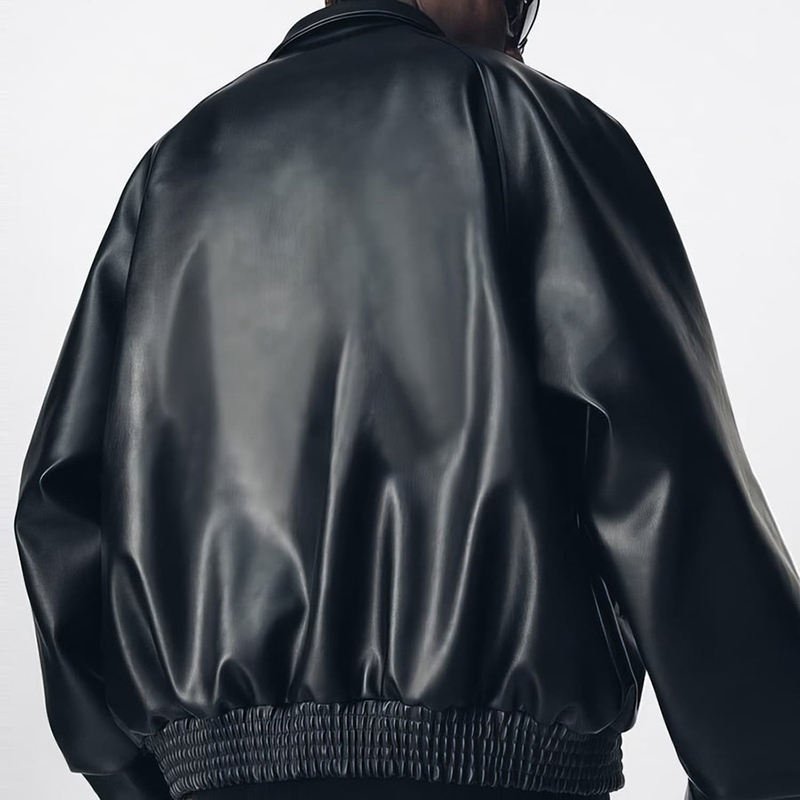 Custom Pu Leather Streetwear Mens Black Leather Jacket Vintage Street Style Oversized Custom Jacket