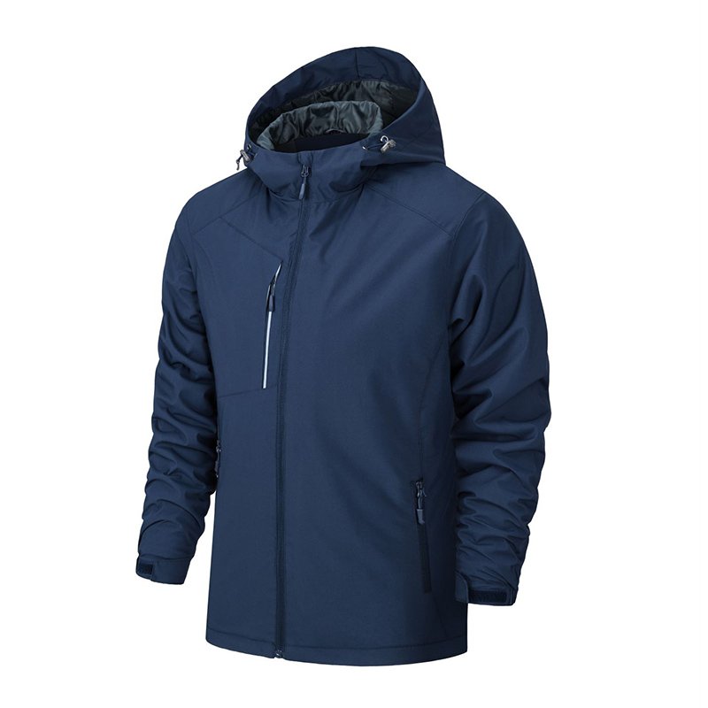 Unisex Waterproof Jacket 2024 Men's Hooded Stand Collar Fabric Embroidery & Logo Decoration Outdoor Jacket from S to 4XL