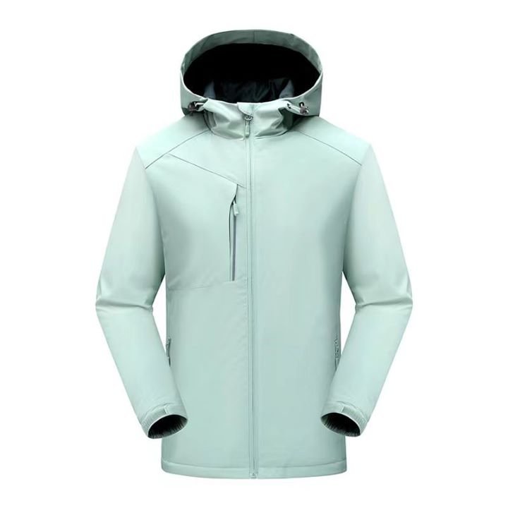 Unisex Waterproof Jacket 2024 Men's Hooded Stand Collar Fabric Embroidery & Logo Decoration Outdoor Jacket from S to 4XL