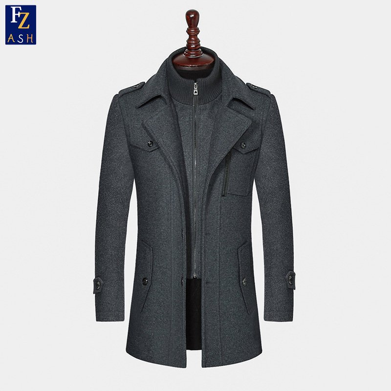 New Arrivals Winter Men's Autumn and Winter Double Collar Wool Coat Men's Medium and Long Coat Men's Jackets