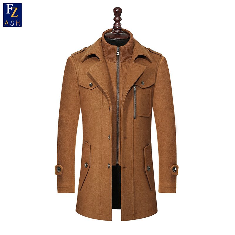 New Arrivals Winter Men's Autumn and Winter Double Collar Wool Coat Men's Medium and Long Coat Men's Jackets
