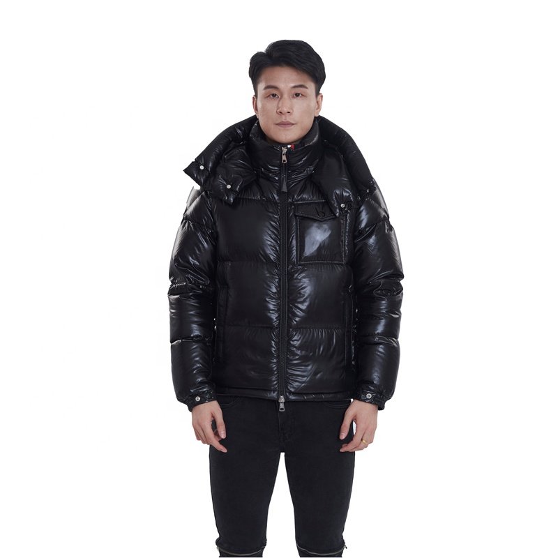 Men'st cold winter coat man casual wearing plus size shiny down bubble puffer jacke with attachment hooded