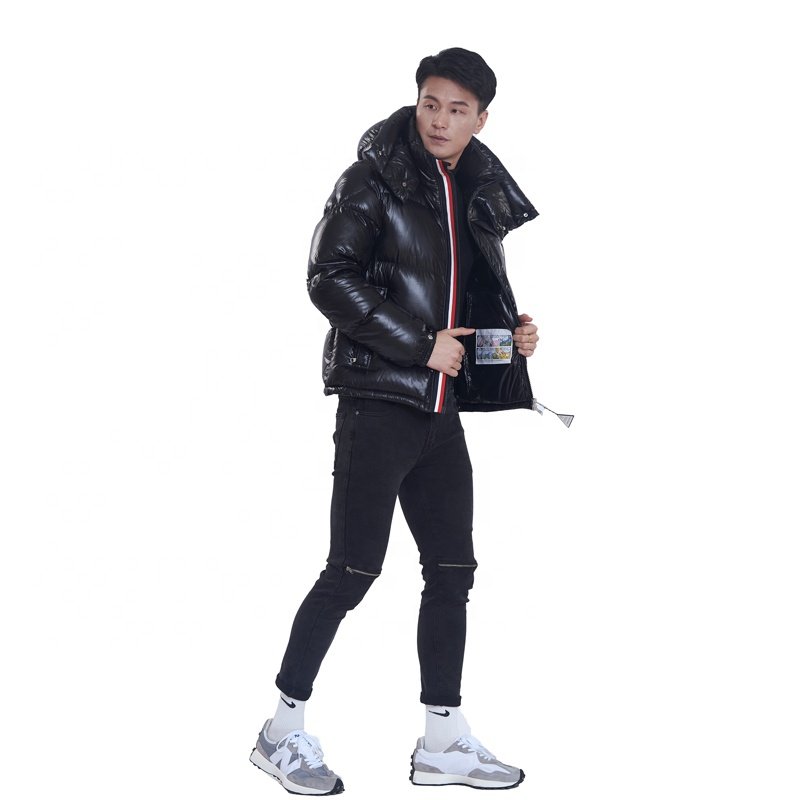 Men'st cold winter coat man casual wearing plus size shiny down bubble puffer jacke with attachment hooded
