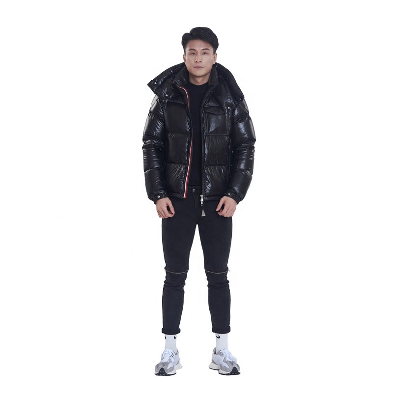 Men'st cold winter coat man casual wearing plus size shiny down bubble puffer jacke with attachment hooded