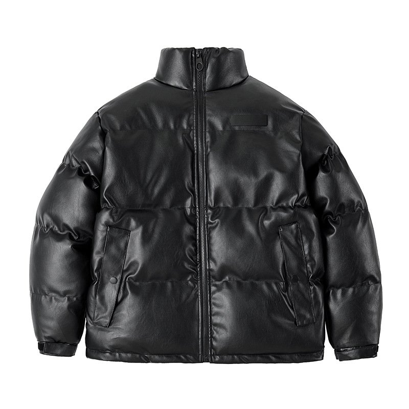 Winter Thick Padded Coat Men's Cotton Waterproof Leather Coat Large Size Loose Trendy Winter Warm Jacket
