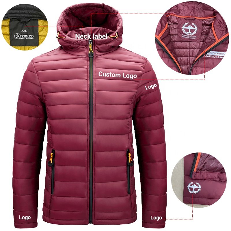 Wholesale Men's down Alternative Quilted Jacket Lightweight & Warm Nylon Windbreaker Coat Packable Insulation