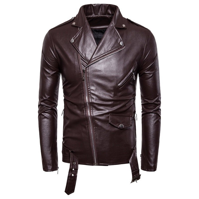 Men Fitted Leather Men's Leather Jacket Black Jacket Top Quality British Fashion PU Leather Jacket Men