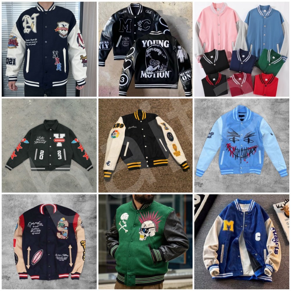 New Design Loose Varsity Jackets Chenille Patches Bomber Baseball Men's Jackets Bomber Baseball Men's Jackets