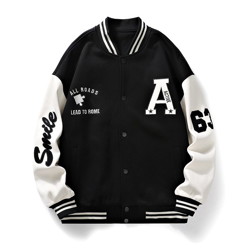 Streetwear Youth Retro Jacket Loose Trendy Brand Embroidered Buckle Men's Jacket Baseball Coat Men Varsity Jacket