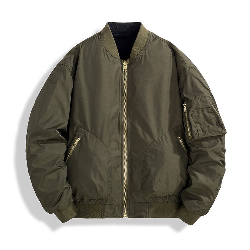 brand jacket Double-Sided with Turn-Down Collar Thick Canvas Flying Suit fashion man coat Youth Casual men's jacket sets