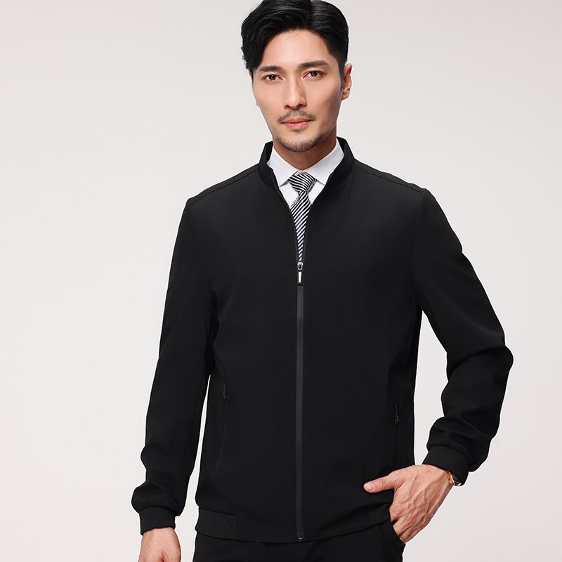 2024 business standing collar soft men's jackets threaded cuffs windbreaker jacket logo customize jacket for men