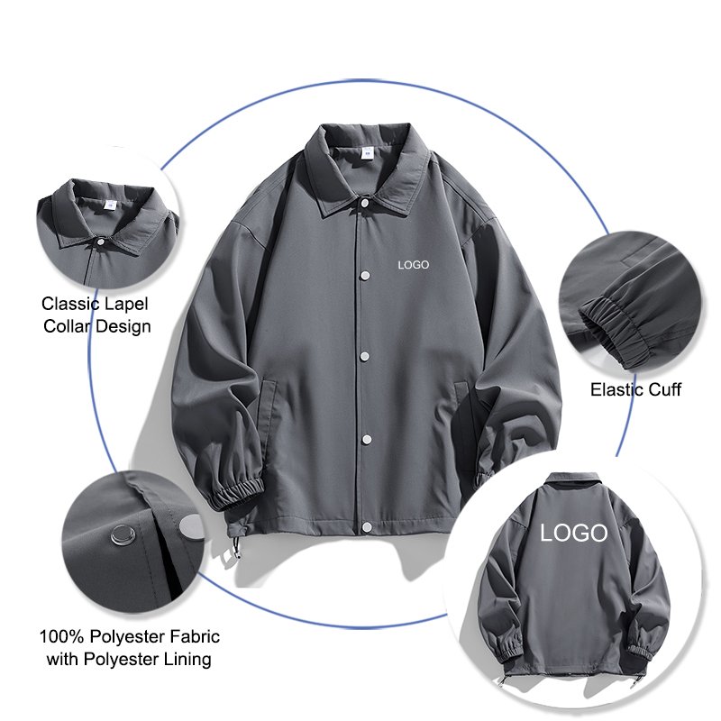 Drop Shipping Custom Brand Unisex Plus Size Low MOQ Windbreaker Spring Jacket Loose Design Plain Coach Jackets