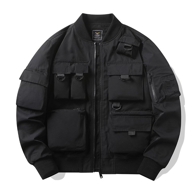 Spring Fashion Pilot Jacket Men's Retro Multi Pocket Work Suit Coat Functional Three Defense Charge Coat