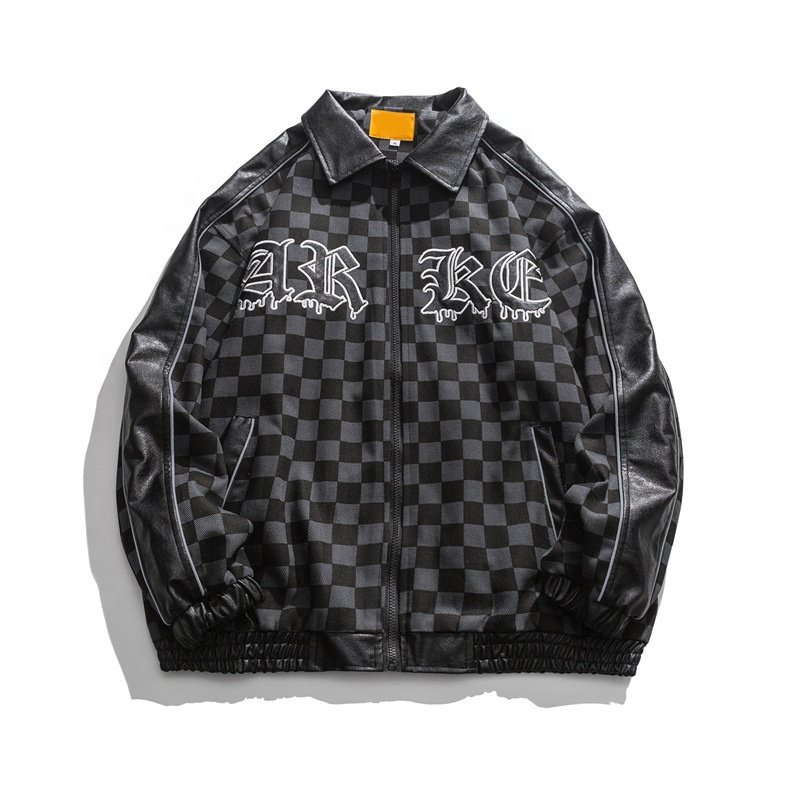Rainbow Spray 2024 New Design Street Fashion Patchwork Raglan Sleeve Leather Men's Jacket