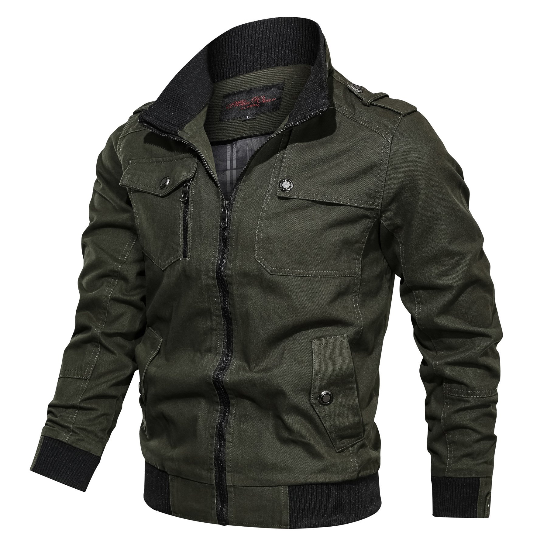 Men Autumn Cotton Windbreaker Coat Men's Bomber Jackets Cargo Flight Jacket Male Clothes Stand Collar Jacket Unisex
